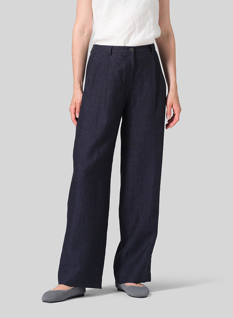 Linen Regular Fit Long Pants with Buttons