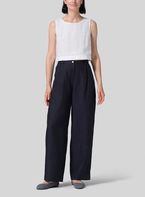 Linen Regular Fit Long Pants with Buttons