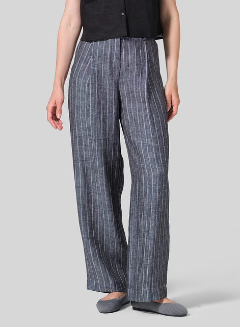 Linen Regular Fit Long Pants with Buttons