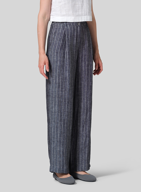 Linen Regular Fit Long Pants with Buttons