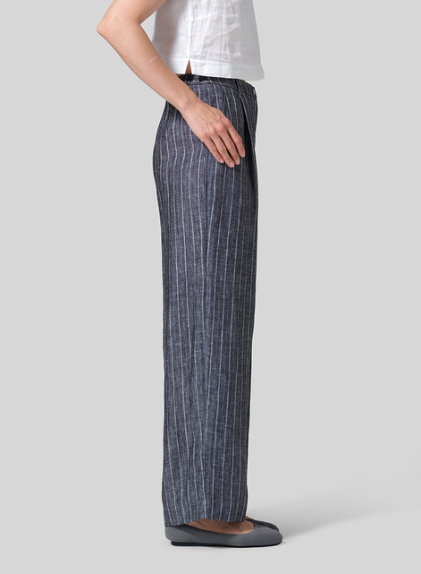 Linen Regular Fit Long Pants with Buttons