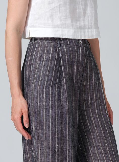 Linen Regular Fit Long Pants with Buttons