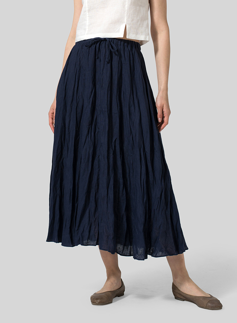 Linen Long Flared Skirt