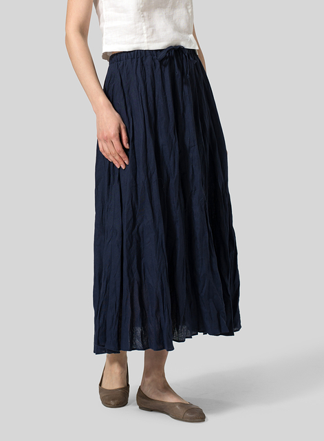 Linen Long Flared Skirt