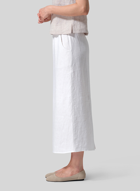 Linen Midi-Length Straight Skirt
