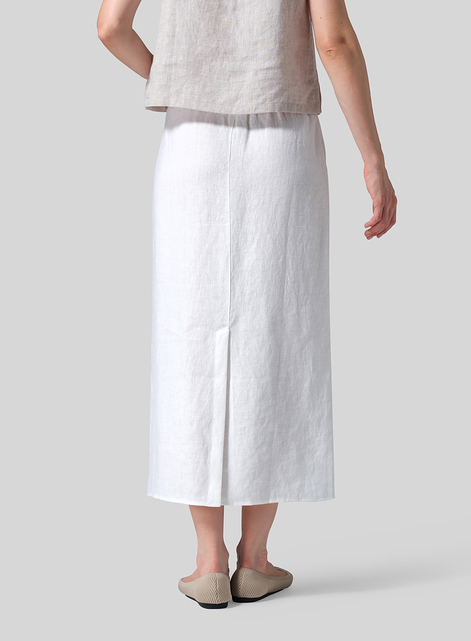 Linen Midi-Length Straight Skirt