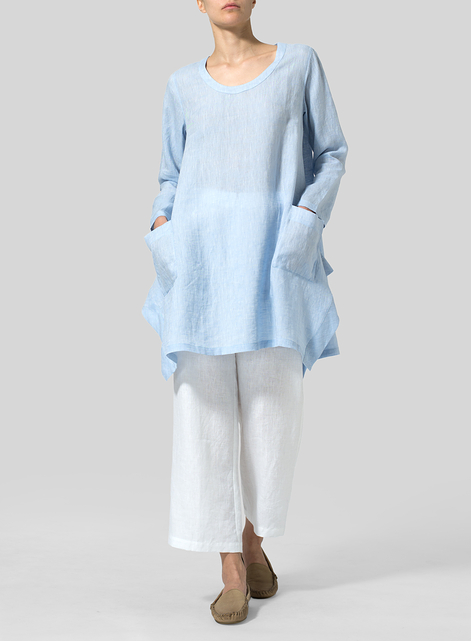 Linen Long Sleeve Poncho Top
