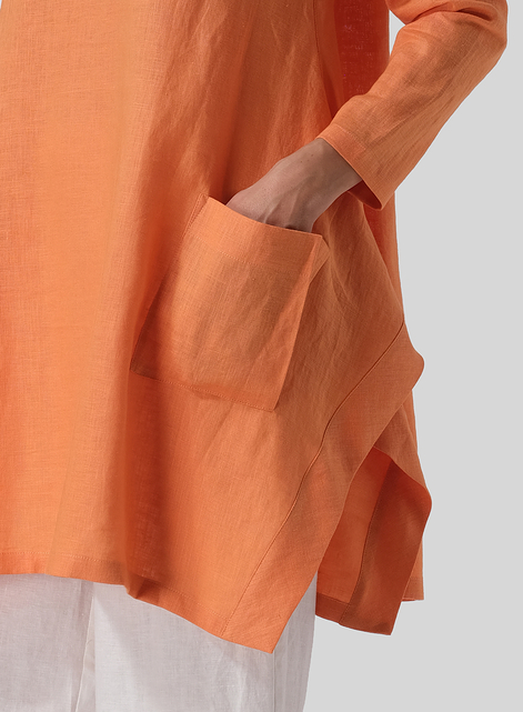 Linen Long Sleeve Poncho Top