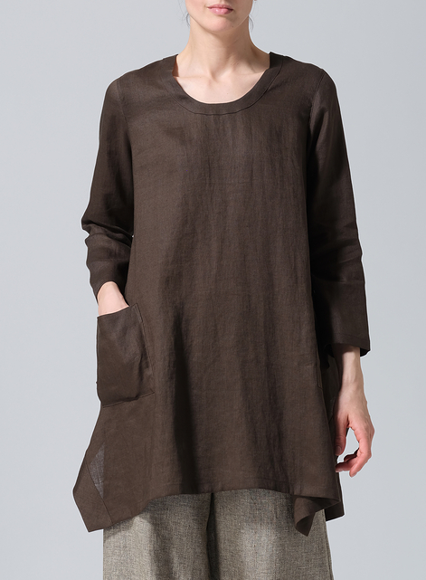 Linen Long Sleeve Poncho Top