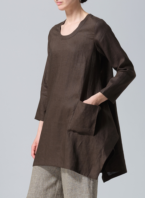 Linen Long Sleeve Poncho Top