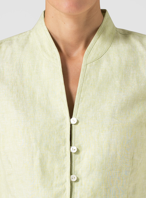 Linen Fitted Mandarin Collar Jacket