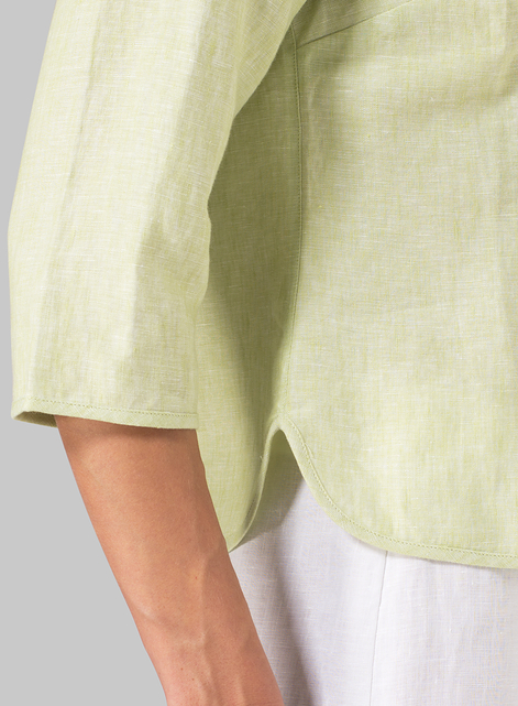 Linen Fitted Mandarin Collar Jacket