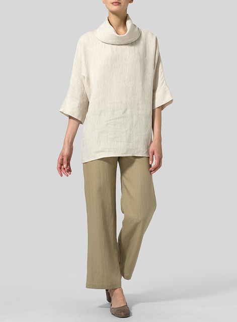 Linen Cowl Neck Top