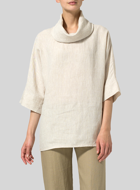Linen Cowl Neck Top