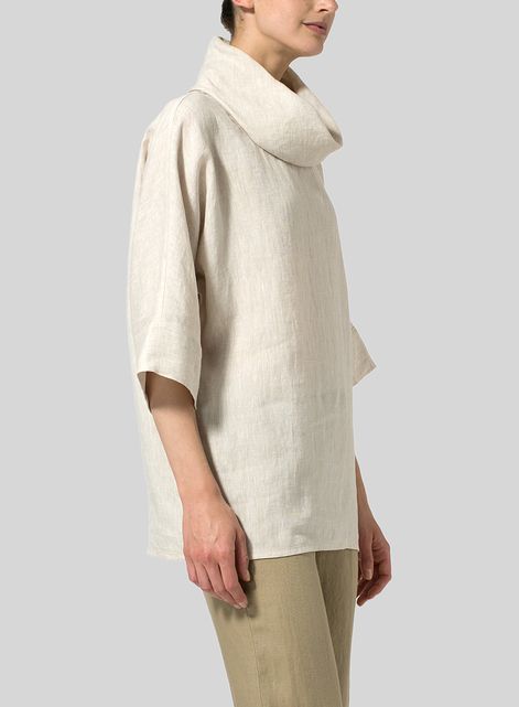 Linen Cowl Neck Top