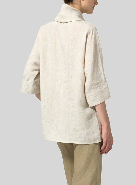 Linen Cowl Neck Top