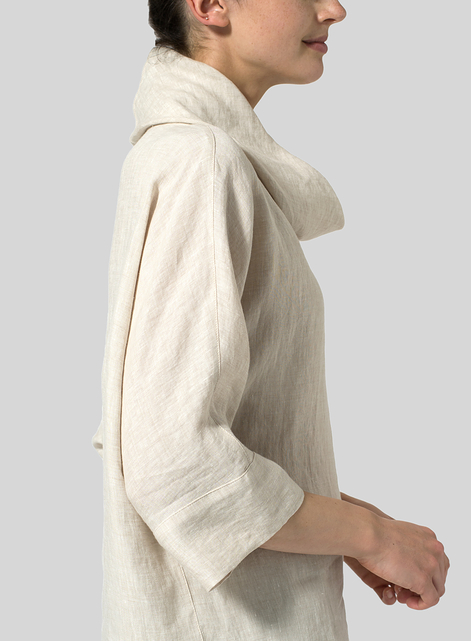 Linen Cowl Neck Top