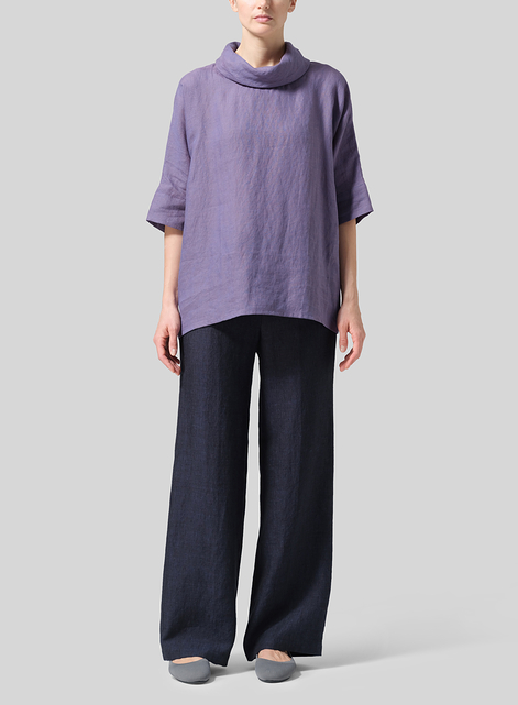 Linen Cowl Neck Top