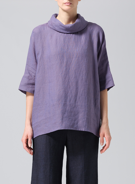 Linen Cowl Neck Top