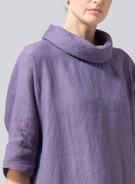 Linen Cowl Neck Top
