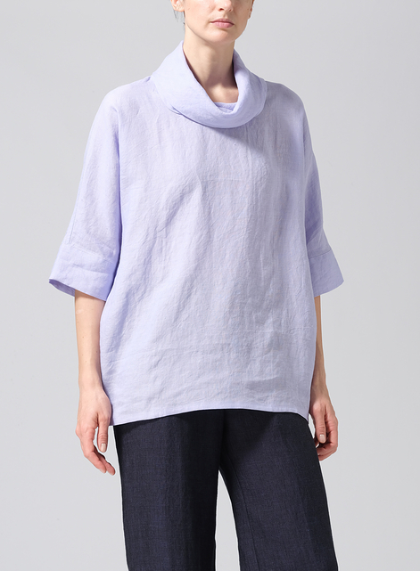 Linen Cowl Neck Top