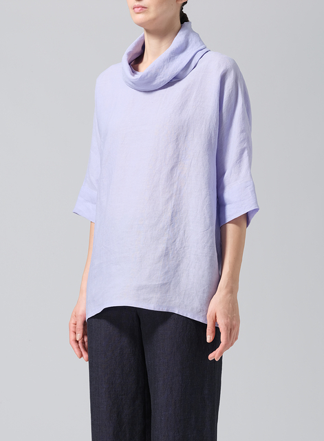 Linen Cowl Neck Top