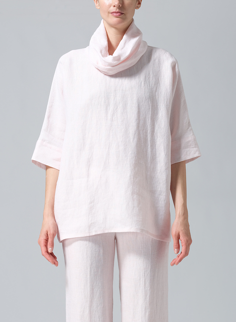 Linen Cowl Neck Top