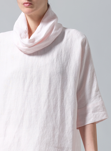 Linen Cowl Neck Top