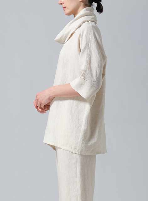 Linen Cowl Neck Top