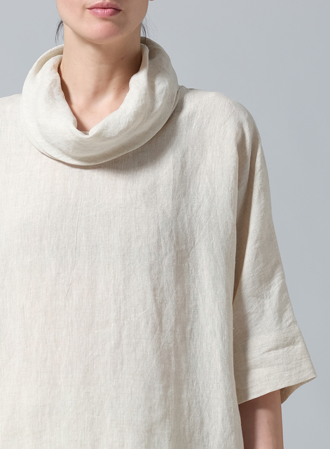 Linen Cowl Neck Top