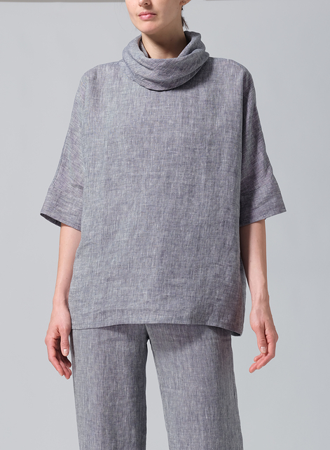 Linen Cowl Neck Top