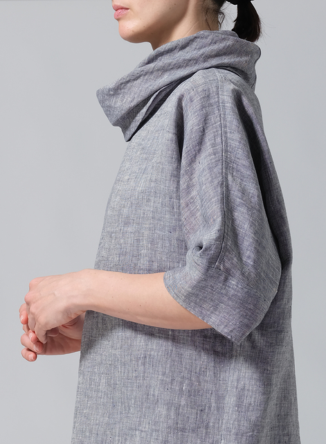 Linen Cowl Neck Top