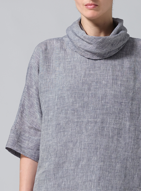 Linen Cowl Neck Top