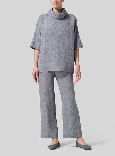Linen Cowl Neck Top