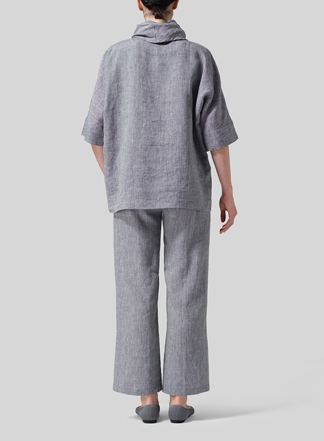 Linen Cowl Neck Top