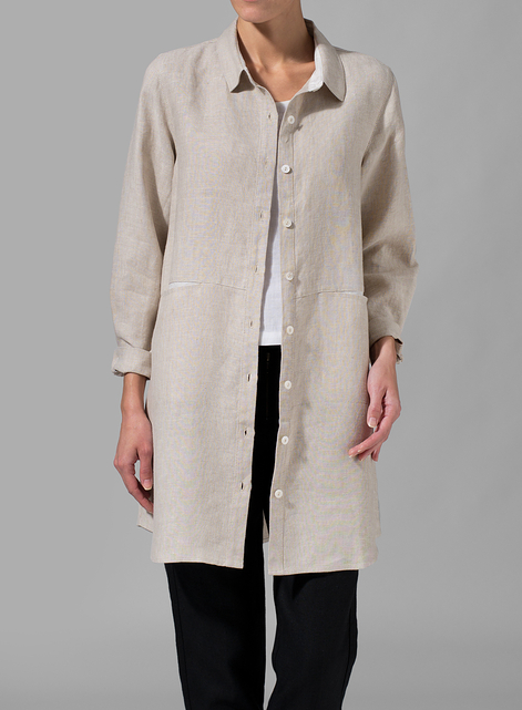 Heavy Linen Contrast Collar Shirt Jacket