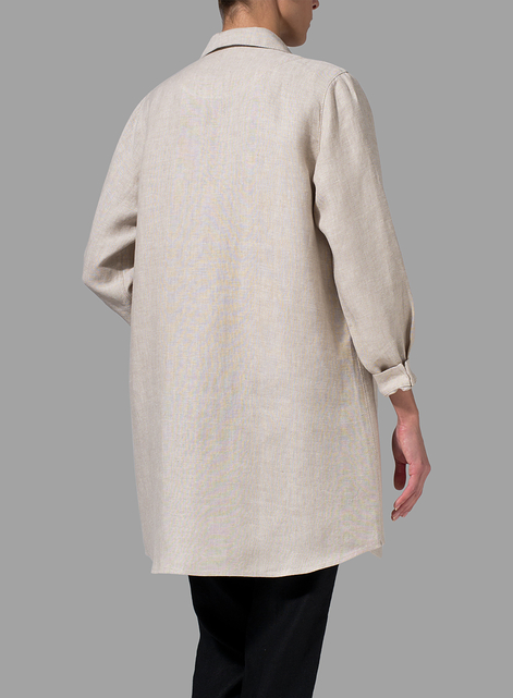 Heavy Linen Contrast Collar Shirt Jacket
