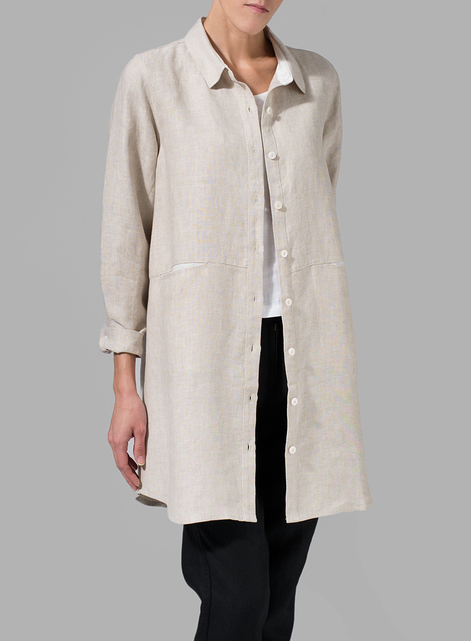 Heavy Linen Contrast Collar Shirt Jacket