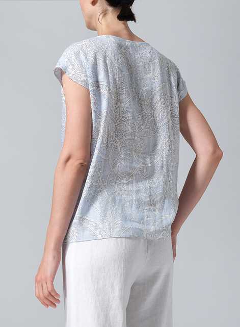 Linen Waist Self-tied Ribbon Top