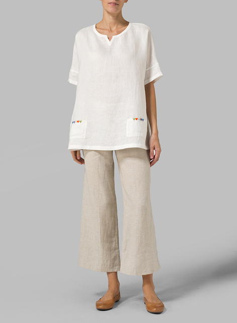 Linen Sweetheart Neckline Tunics