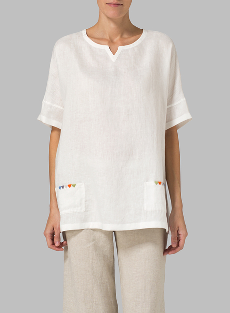 Linen Sweetheart Neckline Tunics