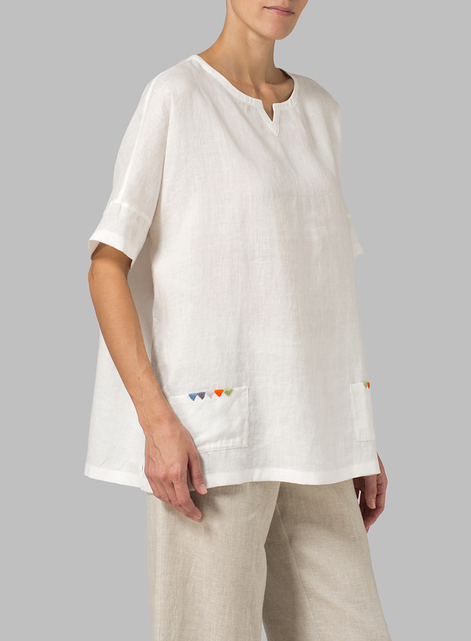 Linen Sweetheart Neckline Tunics