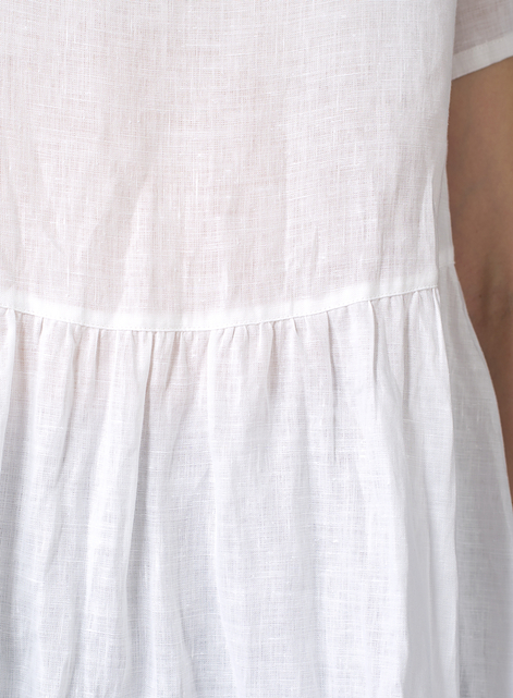 Linen Short Sleeve Pleated Blouse