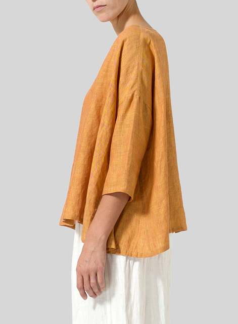 Linen Dropped Shoulder Long Top