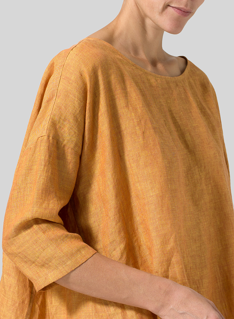 Linen Dropped Shoulder Long Top