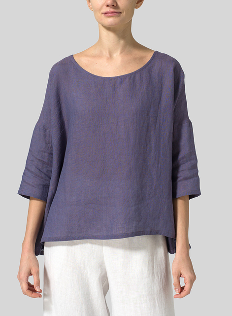Linen Dropped Shoulder Long Top
