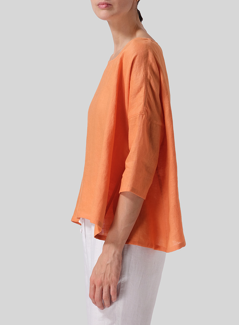 Linen Dropped Shoulder Long Top
