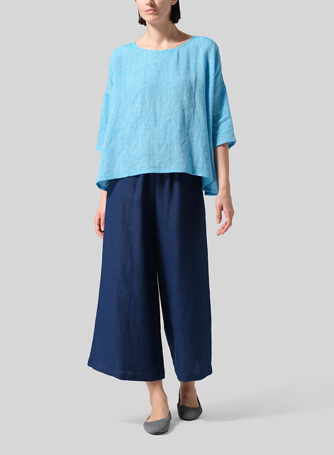 Linen Dropped Shoulder Long Top