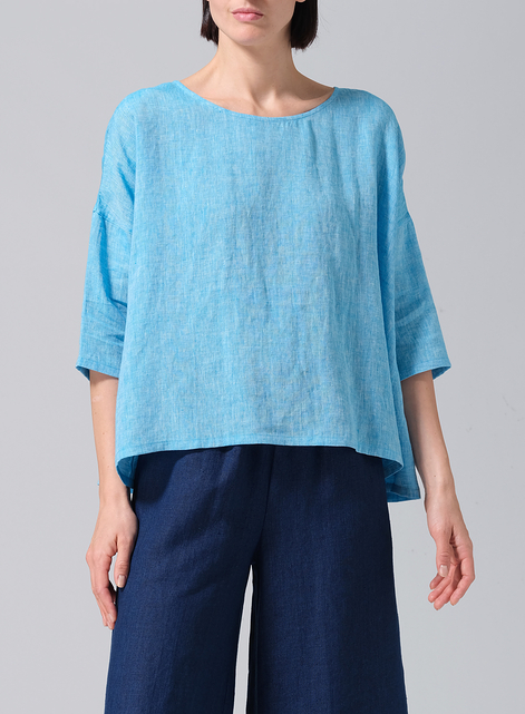 Linen Dropped Shoulder Long Top