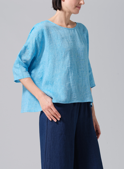 Linen Dropped Shoulder Long Top